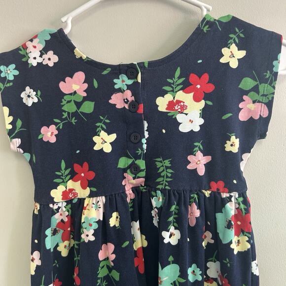 Hanna Andersson Navy Blue Floral Dress Short Sleeve Size 110 Cm US 5 Spring - Picture 2 of 6